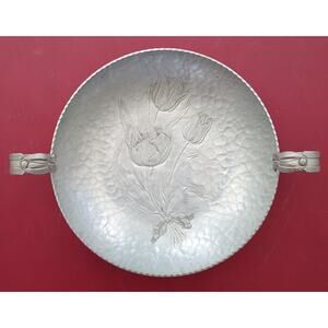 Hand Wrought Creations by Rodney Kent Tulip Handled 10" Aluminum Serving Dish